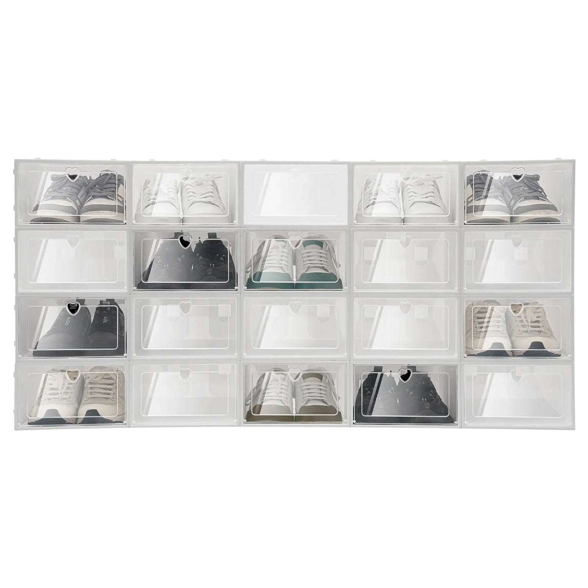 Transparent stackable shoe storage boxes