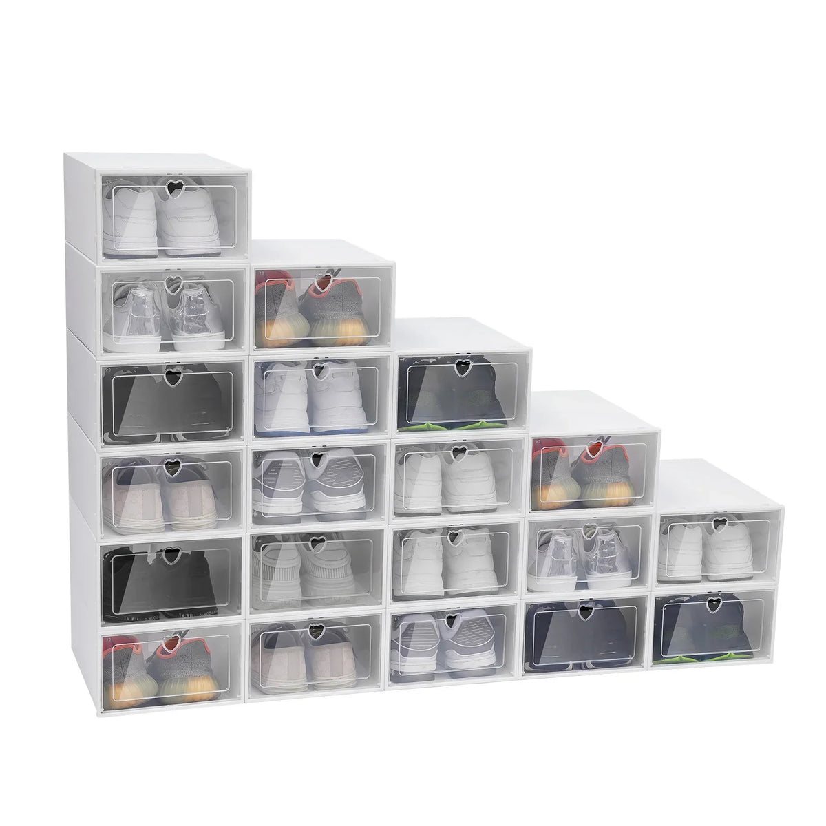 Stackable transparent shoe organizers