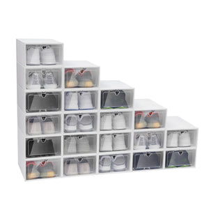20PCS Plastic Shoe Box Storage Organizer Stackable Foldable Clear Shoe Container